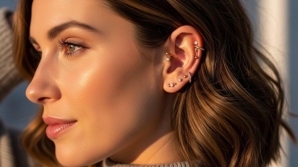 Kobieta z piercingiem ucha