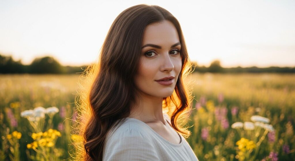 Długa fryzura dla prostokątnej twarzy