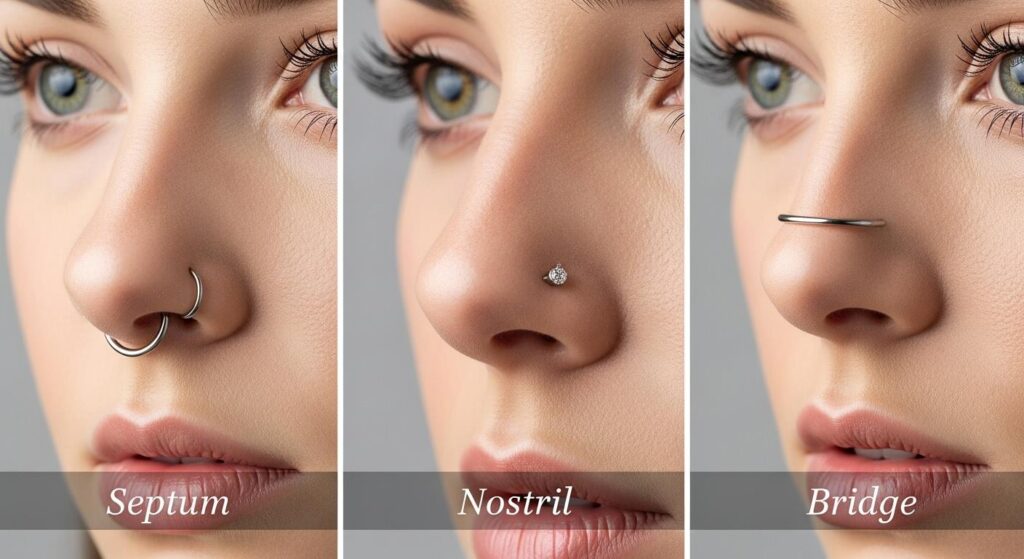 Piercing nosa – septum, nostril, bridge – czym się różnią?