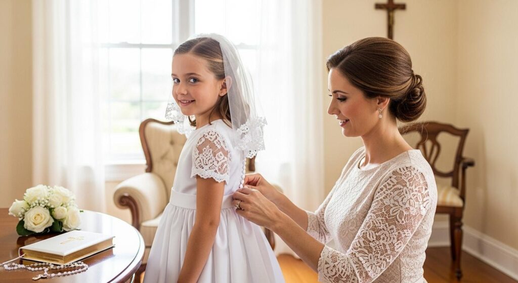 Jaka sukienka na komunię – dla mamy, chrzestnej i gościa
