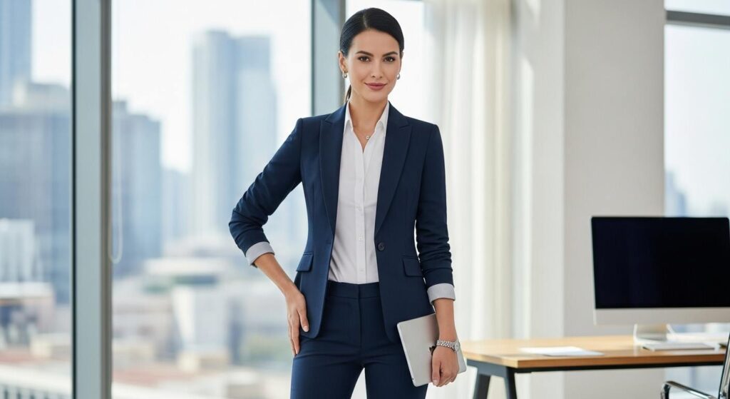 Stylizacja na rozmowę kwalifikacyjną z garniturem