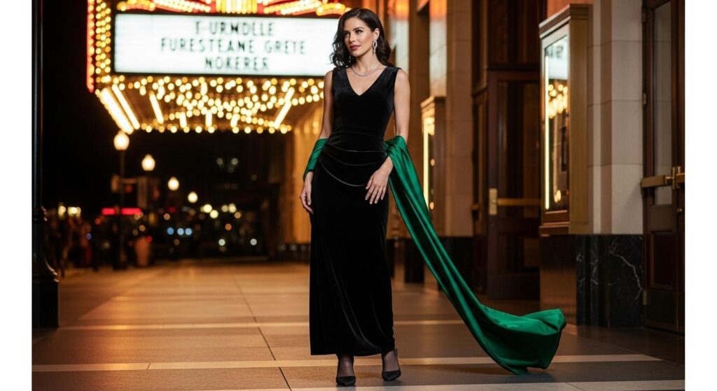 stylizacja wieczorowa z szalem