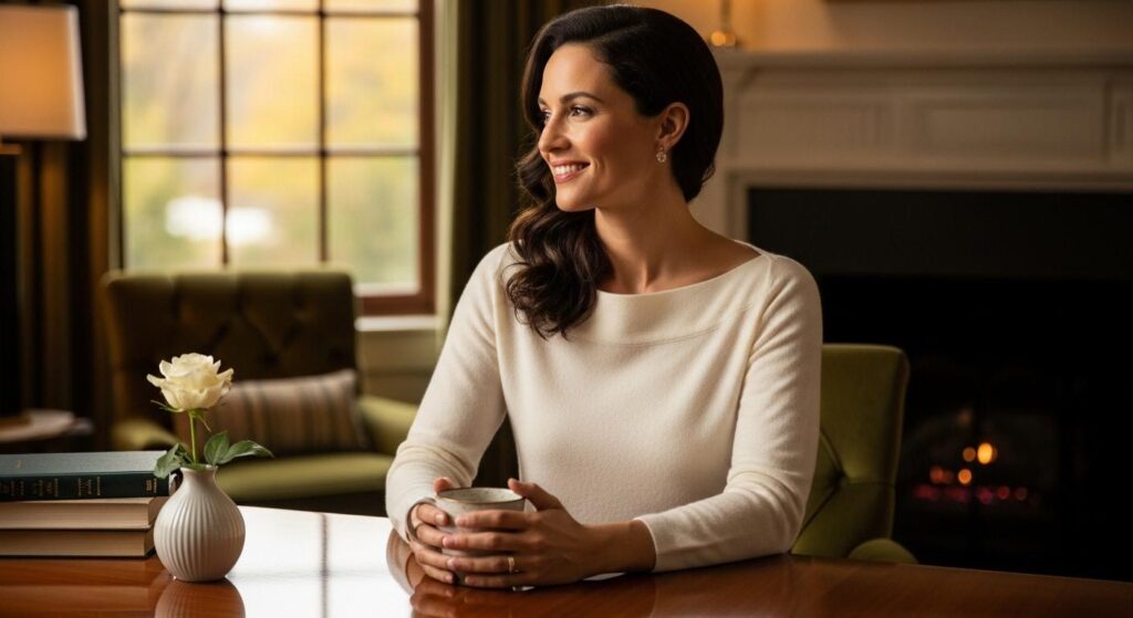 Kobieta z dekoltem w kształcie łódki