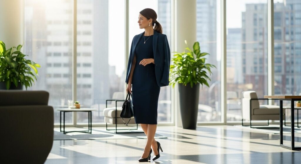 Stylizacja z sukienką ołówkową do biura