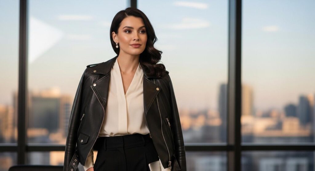 Stylizacja z ramoneską do pracy