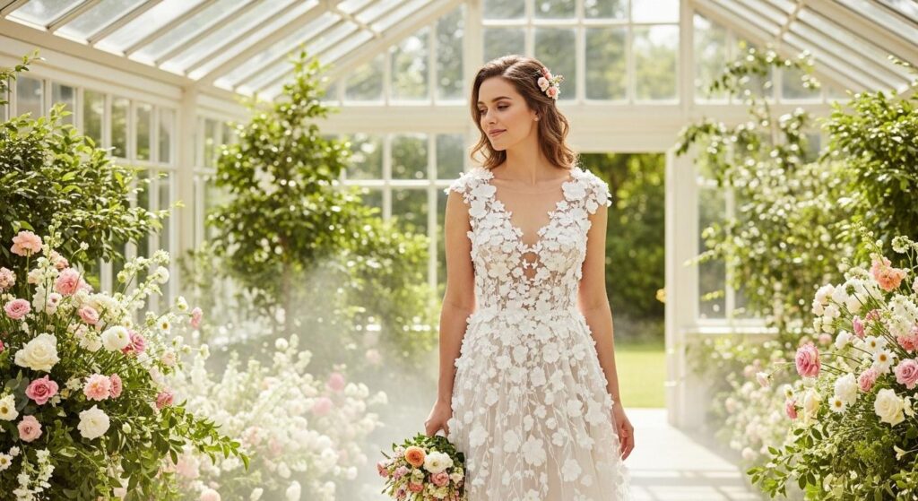 Suknia ślubna z motywem kwiatów