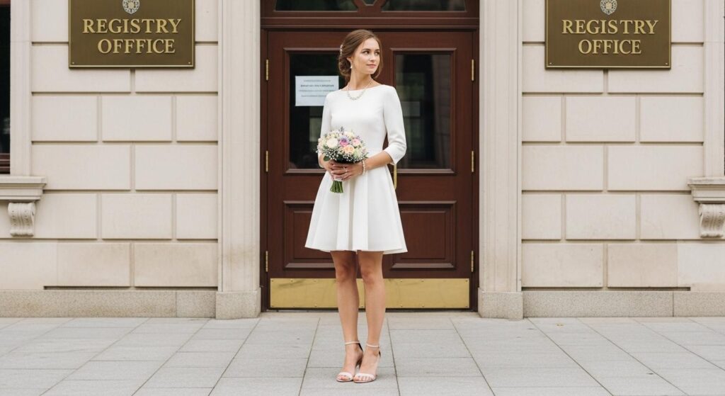 Sukienka ślubna do ślubu cywilnego – krótsza, skromniejsza, ale z efektem
