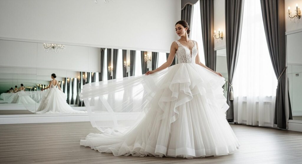 Objętościowa suknia ślubne