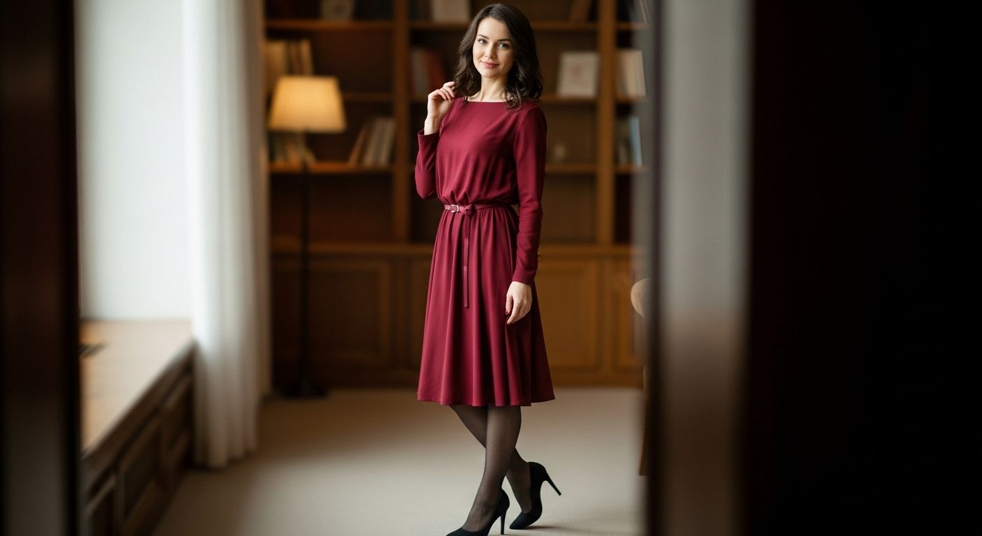 Jakie rajstopy do bordowej sukienki?