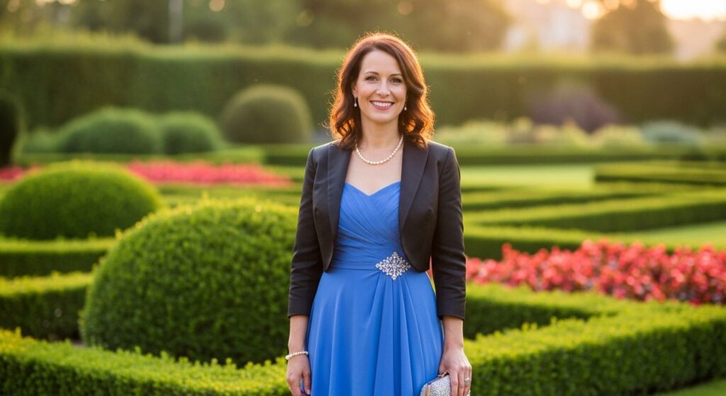 Klasyczny, czarny żakiet do chabrowej sukienki