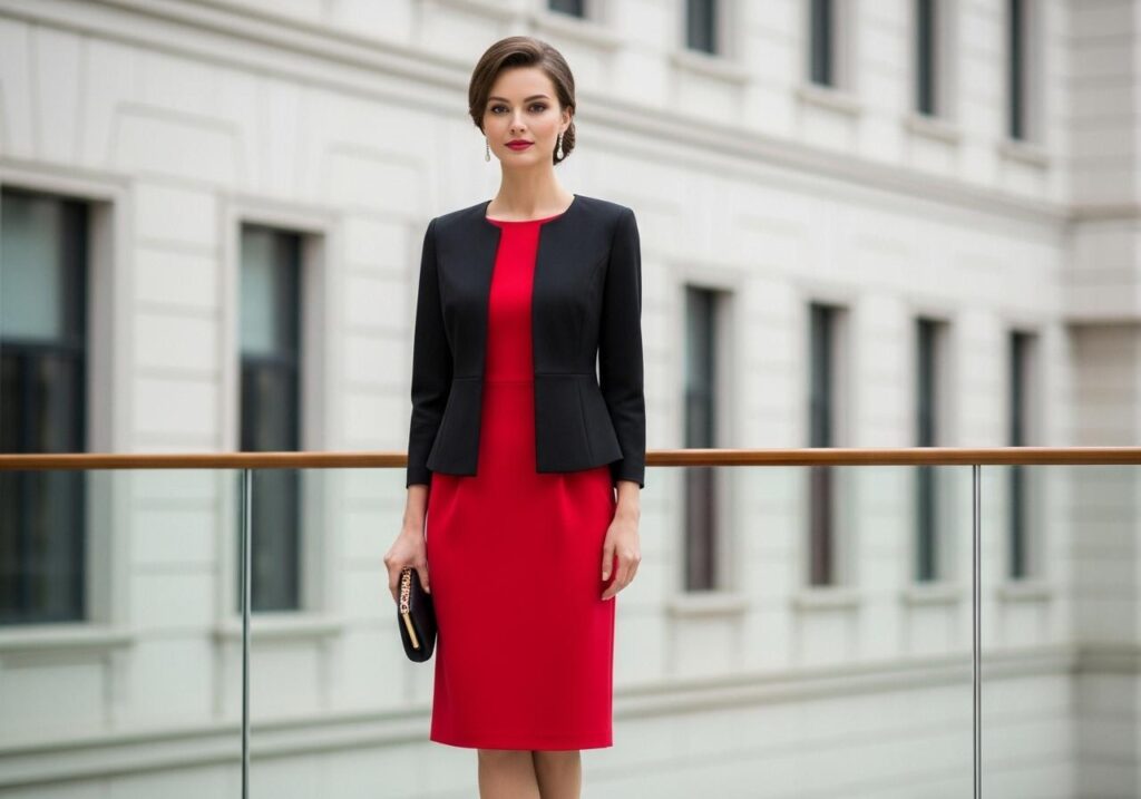 Jaki żakiet do czerwonej sukienki? Kolory, fasony i kompletny przewodnik stylizacji