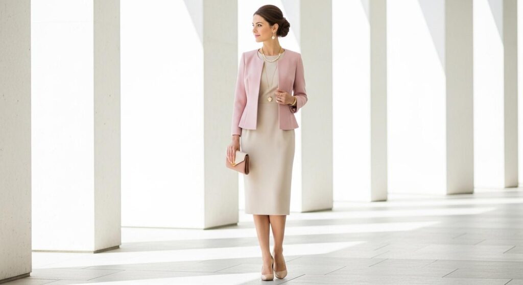 Jaki żakiet do beżowej sukienki?