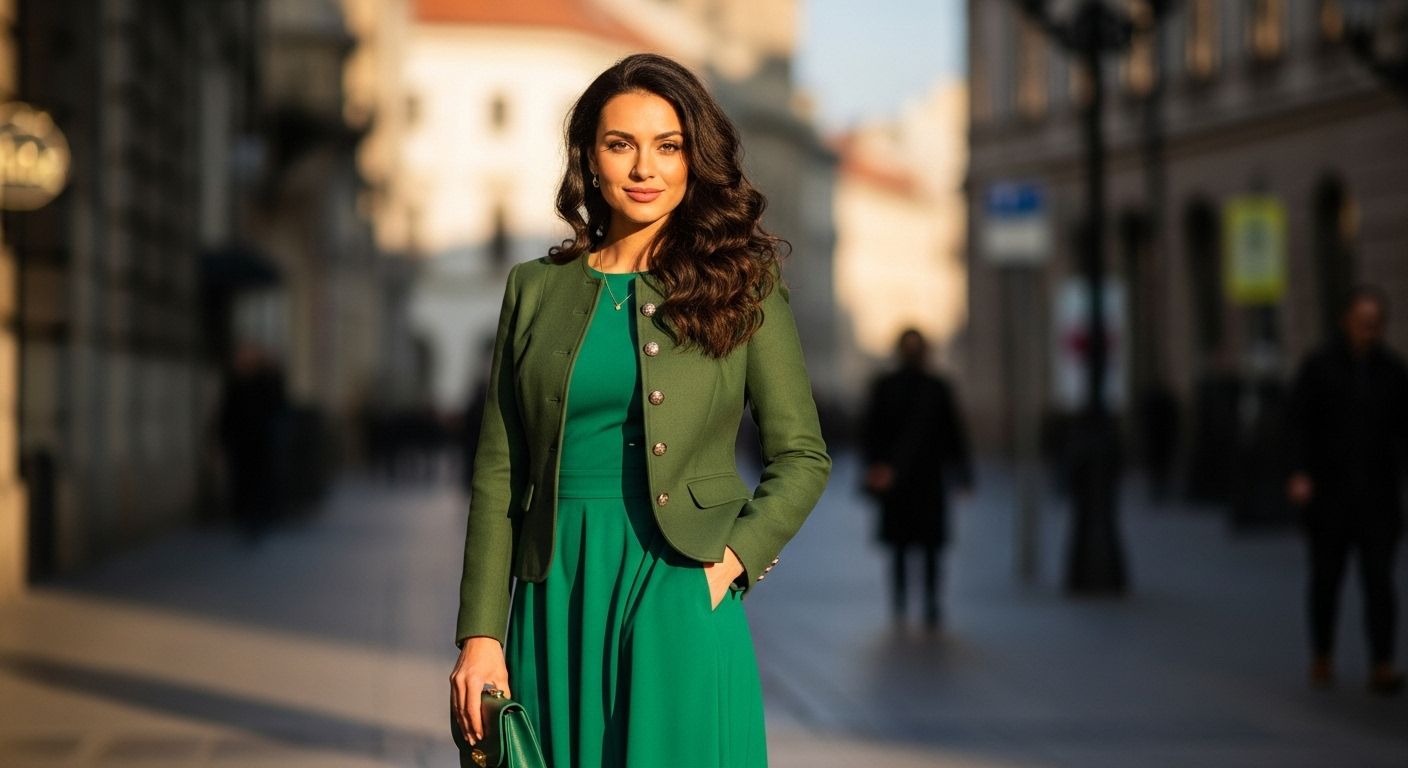 Jaki żakiet do zielonej sukienki?