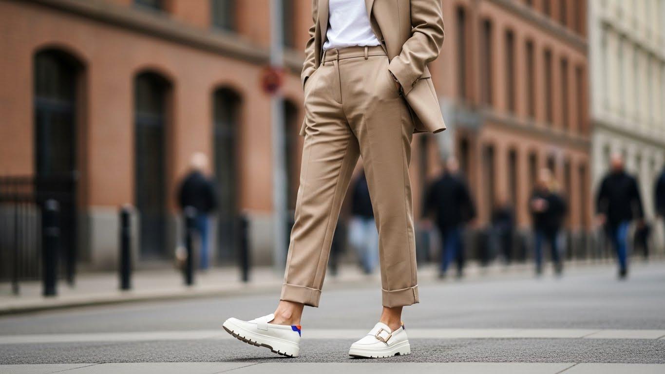 Jakie buty do beżowego damskiego garnituru?